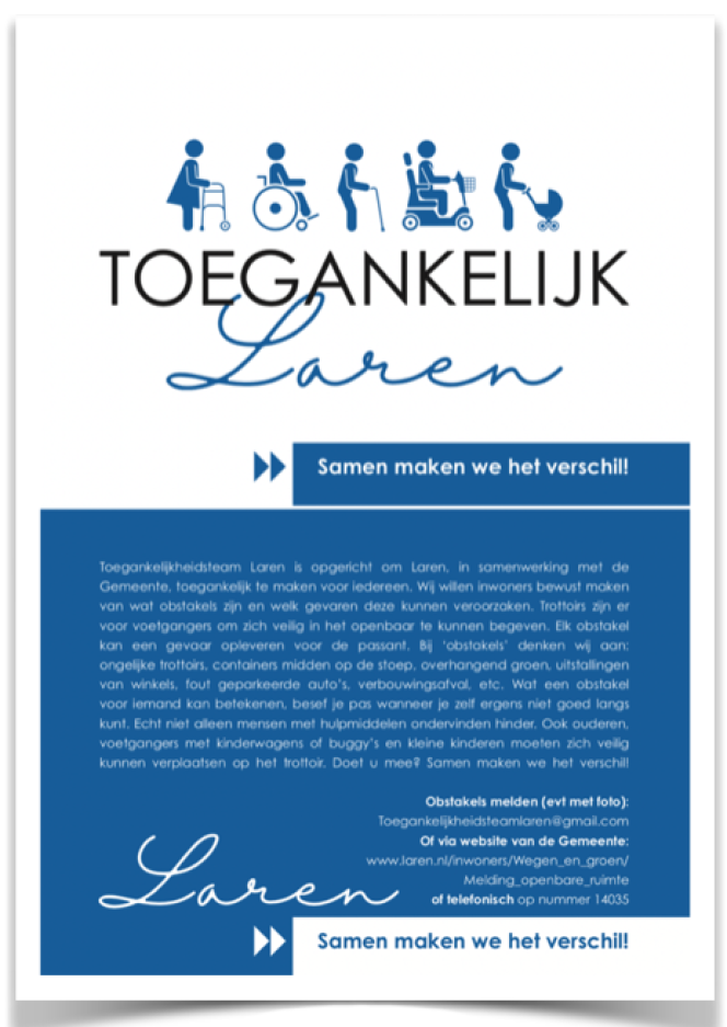 Flyer Toegankelijkheidsteam Laren