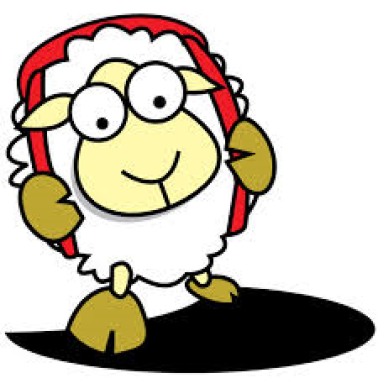 Cartoon van een wandelende schaap